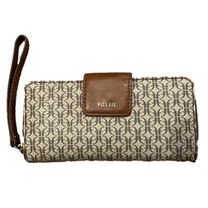 Fossil Madison Zip Clutch - Taupe/Tan PVC Man Made no Leather
